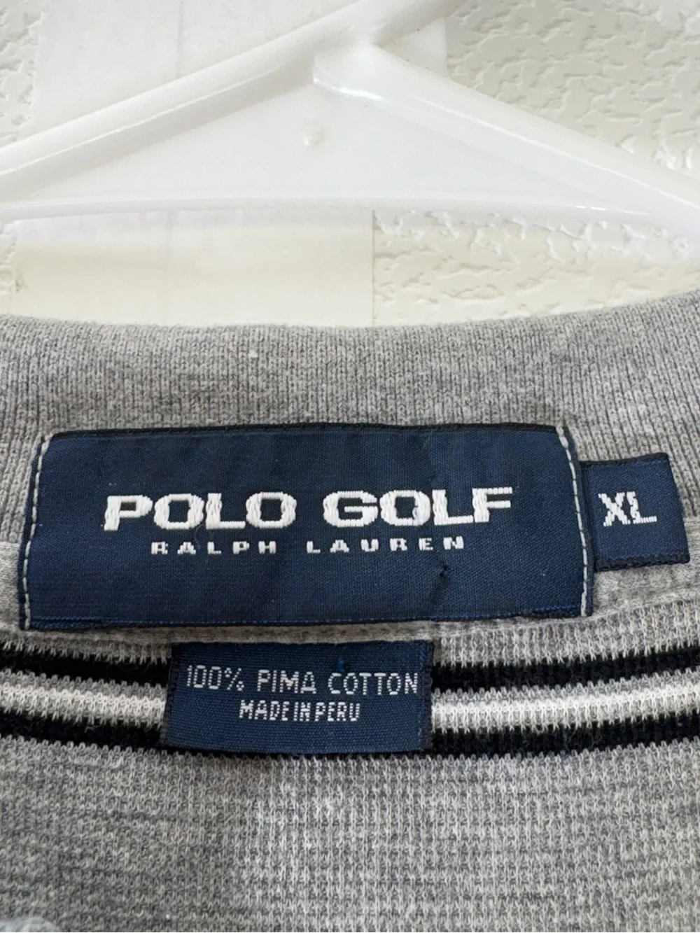 Ralph Lauren Gray Polo with Black & White Stripes 1762